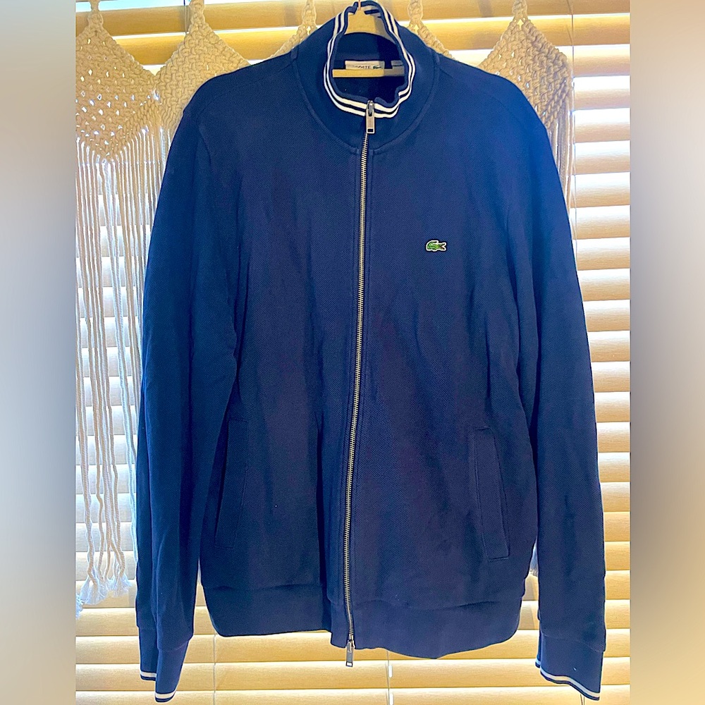 XL Lacoste Tennis Cardigan Zipper Jacket Navy Blue